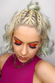 Short Hair Braids, Ideas For Short Hair, French Braid Hairstyles, Hairdos For Short Hair, Looks Party, Festival Hair