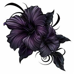 Hawaiian Flower Tattoo Art Pack Baddie Flower Tattoo, Flowers For Cover Up Tattoo, Black Lotus Flower Tattoo Cover Up, Back Cover Up Tattoos For Women Upper, Goth Flower Tattoo, Asian Flower Tattoo, Cover Tattoo Design, Hawaiian Flower Tattoo, Purple Flower Tattoo