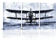 Vintage airplane wall art. Boy’s room decor. Nursery Decor Boy Room Kids, Airplane Picture, Propeller Wall Decor, Children Room Boy, Living Room Themes, Picture Wall Art, Modern Nautical