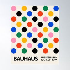 the poster for bauhus was designed in black, red, green, yellow and blue