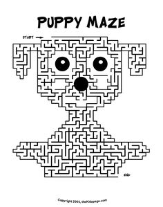 a dog maze with the word puppy maze in it's center and an image of a