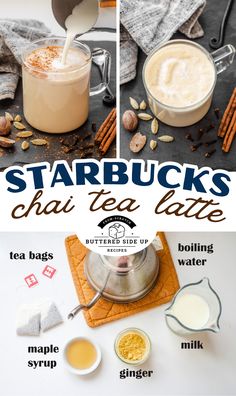 starbucks's chai tea latte recipe with ingredients to make it in the blender