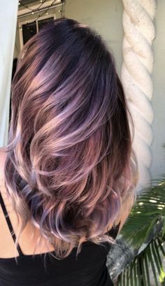 Plum Blonde Hair, Spring Time Hair Color, Curly Summer Hair Color, Spring Color Hair Ideas, Purple Balayage Dark Blonde, August Hair Color Ideas, Funky Blonde Hair Color Ideas, Lilac Balayage Brunettes, Work Appropriate Hair Color