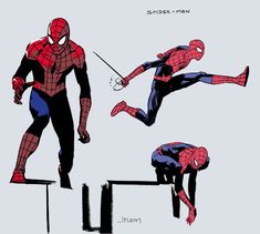 the amazing spider - man character poses in various positions