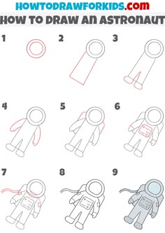 how to draw an astronaut step by step drawing instructions for kids and beginners with pictures