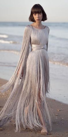 21 Vintage Wedding Dresses That You'll Fall In Love ❤ vintage wedding dresses simple fringe beach chanamarelus ❤ #weddingdresses #vintageweddingdresse #vintageinspiredweddingdresses #vintagestyleweddingdresses Vintage Wedding Dress 1920s, Chana Marelus, 1920s Wedding Dress, Silver Silk, Dresses Simple