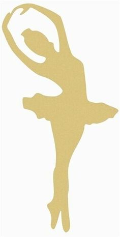 the silhouette of a ballerina is shown against a white background and has a gold outline