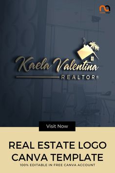 the real estate logo is shown in this ad for real estate, which has been designed to