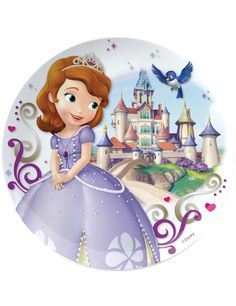 a plate with a princess in front of a castle