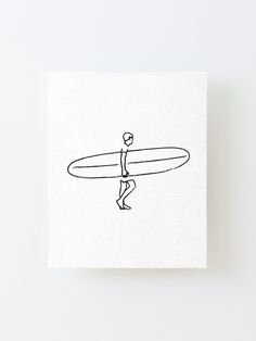 a drawing of a man holding a surfboard