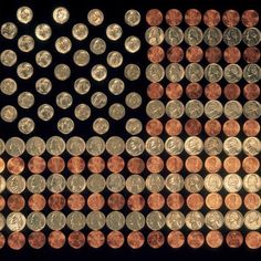 an american flag made out of coins