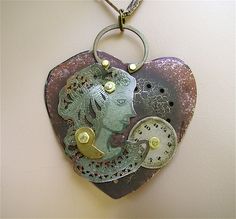 a heart shaped clock with a woman's face on it