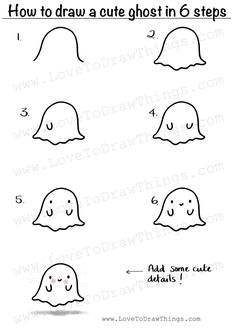 how to draw a ghost in 6 steps step by step drawing instructions for kids and adults