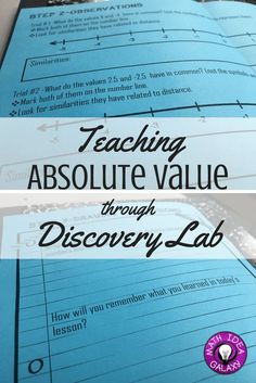 a book with the title teaching absolute value through discovery lab on it and an image of a