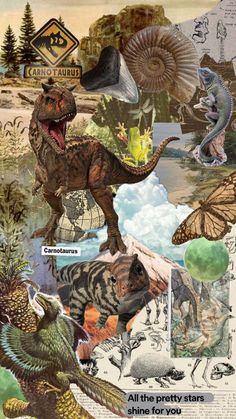 an image of dinosaurs and other animals