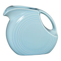 a light blue vase with wavy lines on it