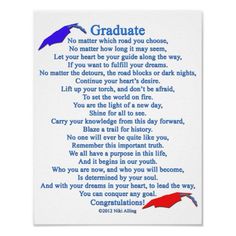 a graduation poem with the words graduate written in blue and red, on a white background