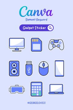 an image of a set of icons for the game called canva element keyword gadget sticker