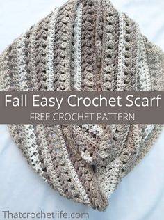 a crocheted shawl with text overlay that reads, fall easy crochet scarf free crochet pattern