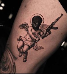 Cupid Tattoo, Cherub Tattoo, Gangsta Tattoos, Pieces Tattoo, Tattoos For Lovers, Cool Tattoos For Guys, Cool Small Tattoos, Small Tattoos For Guys, Badass Tattoos