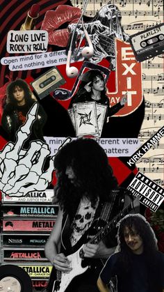 a collage of rock and roll music related items