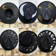 Items are not exchangeable or returnable. It has adjuster inside. One size fits most 22-22.8 Goth Hat, Moon Hat, Black Witch Hat, Black Witch, Hat Ideas, Frill Dress, Really Cute Outfits, Party Wear Dresses, Wide Brimmed Hats