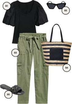 Khaki Style Women, Classic Casual Outfits For Women Summer, Casual Summer Outfits Over 50 Fifty, Chic Olive Summer Pants, Khaki Cargo Pants For Workwear, Spring, Spring Military Style Khaki Bottoms, Olive High-waisted Pants For Spring, Spring Military Style Khaki Pants, Casual Summer Outfits For Women