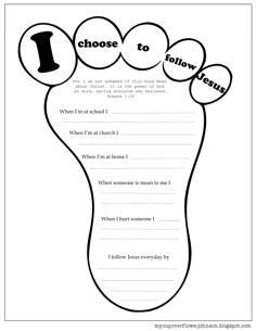 the foot printable worksheet for children to learn how to say i choose to follow