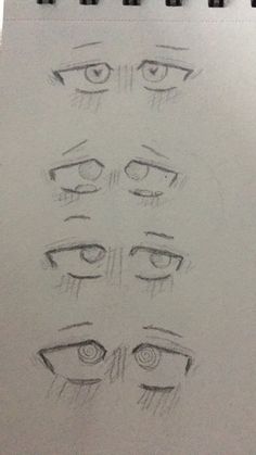 a pencil drawing of different eyes on a piece of paper