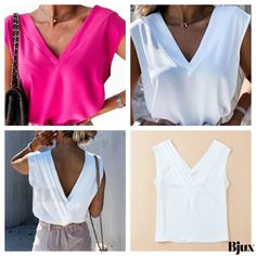 Bjux - Chic Sleeveless Blouse with Crisp Silhouette Summer Blouse With V-neck And Vest Detail, V-neck Vest Blouse For Day Out, Summer Workwear Vest Tops, Short Sleeve Vest Blouse For Summer, Summer Vest Blouse With Short Sleeves, Sleeveless Blouse For Summer Workwear, Summer Sleeveless Blouse For Workwear, Summer Blouse With Vest And Short Sleeves, Sleeveless Blouse