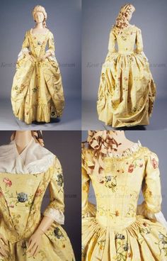 Robe a l’anglaise and petticoat, ca 1770 England, Kent State. http://oldrags.tumblr.com/post/11095300551/robe-a-langlaise-and-petticoat-ca-1770-england Dr Thorne, English Gown, Colonial Life, Colonial Dress