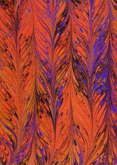 an orange and purple background with different colored feathers