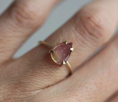 Green Gemstone Engagement Rings, Pear Solitaire Ring, Non Diamond Engagement Rings, Watermelon Tourmaline Ring, Gemstone Engagement Ring, Gold Solitaire Ring, Solid Gold Band, Special Ring, Gemstone Engagement