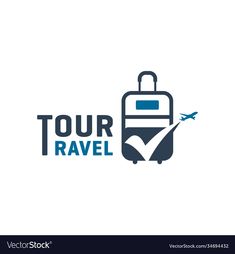 a travel logo with an airplane and the text'tour ravel'on it