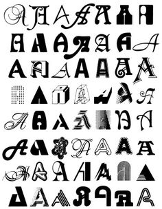 the letters and numbers are drawn in black ink on white paper, each letter has different shapes