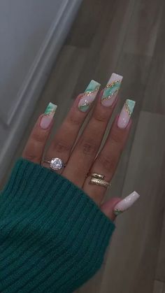 White Tip Acrylic Nails, Unghie Sfumate, Tapered Square Nails, Green Nail, Daily Nail, Her Nails, Blush Nails, Long Acrylic Nails Coffin