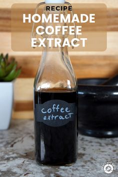 homemade coffee extract recipe in a glass bottle