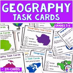 The Geography Skills Task Cards will help your students practice identifying the continents, oceans, cardinal directions, lines of latitude, lines of longitude, basic continent statistics, and the hemispheres. This geography task card activity provides students with the opportunity to learn basic map skills all while participating in an engaging activity.  Saves you time! The task cards are done! All you need to do is print, cut, & go! Perfect to use with whole class, partner work, bell ringer, stations, scoot game, re-teaching, pre-teaching, and assessment. Use instantly!Find the task cards bundle with a digital version and save over 20%!Included in this engaging resource youll find:24-Color Task Cards24-Black & White Task Cards (for your printing convenience)Answer DocumentsAnswe Lines Of Longitude, Multiplication And Division Practice, Division Practice, Continents And Oceans, The Continents, Cardinal Directions, March Activities, Map Skills, Ocean Activities