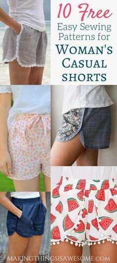 10 Free Woman's Casual Shorts Sewing Patterns: Round-up! - Making Things is Awesome Sewing Patterns Free Women, Shorts Sewing, Sewing Projects Clothes, Sewing Clothes Women, Free Sewing Patterns, Sew Ins, Trendy Sewing, Costura Diy, Beginner Sewing Projects Easy