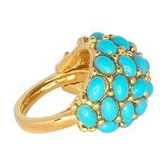 Kenneth Jay Lane, Turquoise Cabochon Dome Ring Turquoise Cabochons Flanked This Polished Gold Dome Shaped Adjustable Ring To Brighten Up Any Outfit. Size: One Size Fits All, Ring Has An Adjustable Coil Inside, Fits Rings Sizes 6-8 Matching Earrings And Bracelets Available Crystal Ball Ring, Princess Diana Ring, Diana Ring, Turquoise Gold Ring, Trifari Jewelry, Ring Turquoise, Sparkly Jewelry, Faux Pearl Earrings, Dome Ring