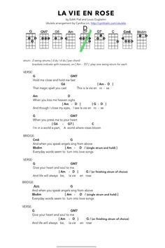 the guitar chords for la vien rose