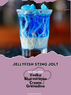 jellyfish sting jolt with blue curacco cream and grenadine recipe