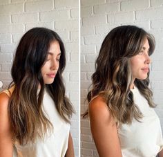 Curtain Bangs Long Hair Before After, Long Hair To Medium Haircut Before After, Before And After Curtain Bangs, Curtain Bangs Wavy Hair Long, Curtain Bangs Long Wavy Hair, Curtain Bangs Before And After, Thick Hair Curtain Bangs, Curtain Bangs Balayage, Long To Medium Hair Before And After