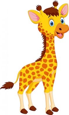 a cartoon giraffe standing with its tongue out and eyes wide open, looking at the viewer