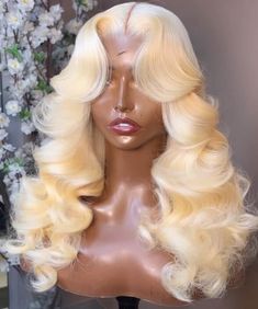 Blonde Curtain Bangs, 613 Blonde Wig, Long Blonde Wig, Full Lace Frontal, Peekaboo Hair, Frontal Wig Hairstyles, Blonde Wigs, Hairstyles For Layered Hair, 613 Blonde