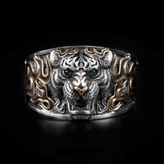 The Tiger Is The Overlord Of The Forest And The King In Animal Kingdom. Tiger Symbols Mighty, Brave And Generous. This Cool Tiger Ring Can Bring Good Luck To The Wearer And Make The Wearer Braver, Just Be Strong In Your Life With This Men Cool Ring! Material: Copper/Silver Plated Ring Size: 8 Color: Silver Surprise Gifts For Men Women,Suitable For Birthday, Cocktail Party ,Wedding Anniversary, Halloween, Thanksgiving, Christmas, New Year, Valentine's Day, Father's Day, Suitable For Family,Boys,M Tiger Ring Men, Birthday Cocktail Party, Asian Warrior, Class Jewelry, Cool Tiger, Tiger Ring, Birthday Cocktail, Cool Ring, Hip Hop Rings