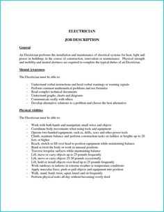 an electrician job description is shown in this file, and it contains the following information