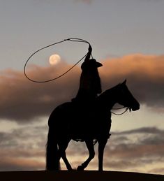 a man riding on the back of a horse with a lasso in his hand