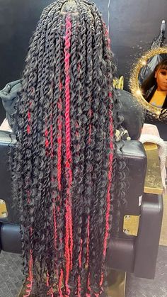 Red And Black Twists, Red And Black Island Twist, Red And Black Boho Knotless Braids, Bts Hairstyle, Quick Curly Hairstyles, Weave Hairstyles Braided