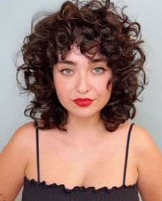 Best Hair Colors for Curls Wavy Shag Bob With Bangs, Curly Hair Shoulder Length Bangs, Medium Length Curly Hairstyles With Bangs, Curly Shag Bob, Shoulder Length Curly Hair With Bangs, Short Curly Shag With Bangs, Curly Shag Haircut Short, Curly Shag With Bangs, Waves Curly Hair